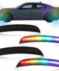 Dodge Charger with Dope RGB Full LED Side Marker Lights Kit for 2015-2023, showcasing smoked lens and 16-color lighting in action