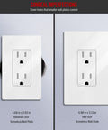 Comparison of standard and mid-size Screwless Decorator Wall Plate 1-Gang White Gloss Finish Outlet Cover, Kid Safe, Built Tough