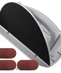 Pro Grade Drywall Corner Sander Kit With 24 Reusable 9 Inch Hook And Loop Discs, semi circular tool, ergonomic handle