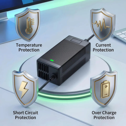 54.6V High Performance Charger For Haze Battery With 9Ft Cooling Cord, 100V-240V AC Input, Barrel Connector, Compatible With JHAZE-BLK, JHAZE-BLK-OB, JHAZE-CAN-BLK, JHAZEBLK