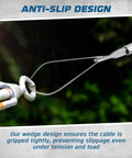 Two Pack Aluminum Wedge Cable Clamps With Stainless Steel Ball Handle And Pro Grade Secure Locking System securing a cable