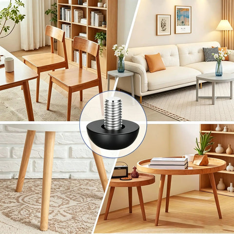 Tough As Nails M8 Adjustable Leveling Feet 32 Pack Stainless Steel Furniture Legs To Squash Every Wobble Quick Screw In Replacement for stable wooden tables and chairs in a cozy living space.