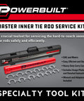 Master Inner Tie Rod Removal Tool Kit 13 Pieces For Steering And Suspension with adapters and extension wrench displayed