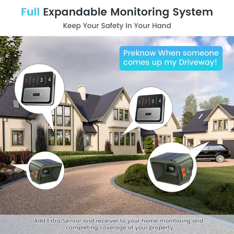 Solar Driveway Alarm With Half Mile Long Range Wireless Motion Alert For Home Garage And Gate Adjustable Sensitivity Instant Alerts Weatherproof Outdoor Security Sensor installed by a driveway