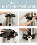 Steps to use 100 Cup Electric Coffee Urn Stainless Steel Beast With Massive Capacity Percolator Pot And Leak Proof Tap.