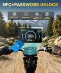 All Terrain Fat Tire Electric Bike For Adults With 1500W Peak Power Up To 33 MPH, NFC unlock shown on handlebar display