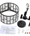 Farmhouse Crystal Round Semi Flush Mount Light With Drum Shade Black Finish 3 Light Ceiling Lamp For Kitchen Island Dining Room Bedroom And Hallway Close To Ceiling Fixture Dimmable With Compatible Bulbs ETL Certified components displayed.