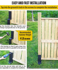 Installation process of Heavy Duty Steel Fence Post Repair Kit 4x4 Actual 3.6x3.6 Ground Spike Anchors for outdoor wooden fence.