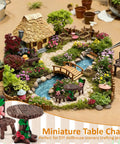 10 Piece Mini Garden Furniture Ornaments Set For Fairy Gardens And Cake Toppers Includes 2 Mini Tables 4 Cute Tiny Chairs