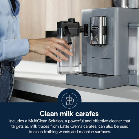 Must Have Essential Coffee Machine Maintenance Kit With BPA Free Water Filter Ion Exchange Tech Activated Carbon Plant Based Descaler For Most Espresso Machines With Filters DLSC306 Black cleaning milk carafe on espresso machine