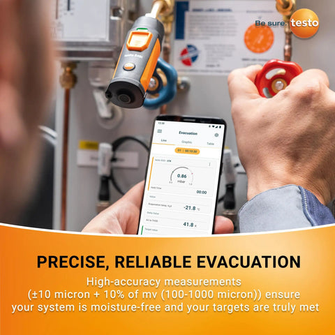 552i Wireless Digital Vacuum Probe For HVAC Systems With IP54 Protection And 45 Degree Service Port, Bluetooth Vacuum Gauge For Top Notch AC And Refrigeration Evacuation, App Enabled With Real Time Measurements, used on HVAC manifold