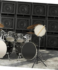 Rock Solid 12 Inch Folding Drum Rack Set With Adjustable Snare Stand Portable Black Drum Holder For Silent Practice in music studio.