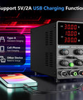 Variable DC Power Supply 0-30V 0-10A, Adjustable Bench Regulated Switching Power Supply With 4-Digit LED, USB Charging