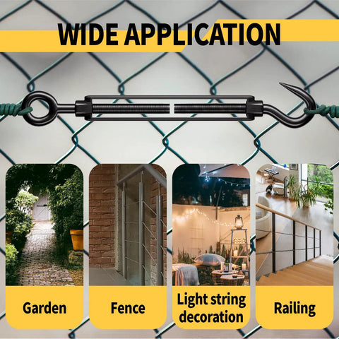 M5 Hook And Eye Turnbuckle Set Of 5 304 Stainless Steel Heavy Duty Wire Rope Tensioners, wide application in fencing and gardens