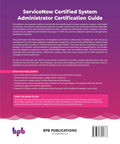 Book cover: ServiceNow Certified System Administrator Certification Guide; purple gradient and BPB Publications logo