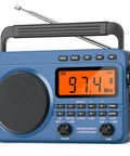 Portable AM FM Shortwave Radio With NOAA Weather Alert, 4000mAh Rechargeable Battery, Big Speaker, digital tuner, blue design