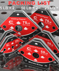 Six Magnet Welding Set With 2x25Lb 2x50Lb 2x75Lb Arrow Holder displayed on metal surface