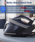 Pro Level 1800W Steam Station For Clothes With A Spiffy 1.5 Liter Pop Out Tank showing water tank with droplets.
