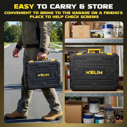 Person carrying 155 Piece Household Hand Tool Set With Toolbox Chrome Vanadium Construction Portable Grab And Go Home Repair Kit.