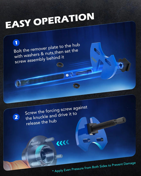 Orion Motor Tech wheel hub removal tool kit with blue puller and carrying case for 5/6/8-lug hubs