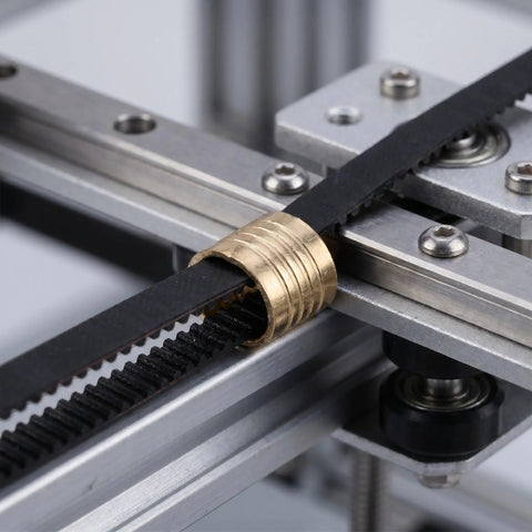 Copper Crimp Connectors For GT2 Timing Belts Built Tough Fast Fix For 3D Printer Mods securely attached to a timing belt.