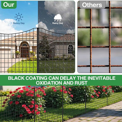 Durable 10 Panel Garden Fencing Kit With Gate 40 Inch High By 23.6 Feet Long No Dig Rustproof Metal Wire Border comparison