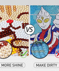 Comparison showing results of Diamond Painting Sealer With Applicator Handy Diamond Painting Adhesive For Sparkle Retention And Puzzle Projects