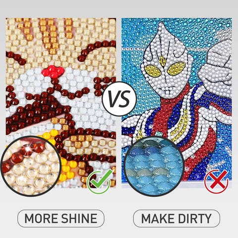 Comparison showing results of Diamond Painting Sealer With Applicator Handy Diamond Painting Adhesive For Sparkle Retention And Puzzle Projects