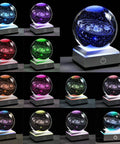 Stellar 80mm Solar System Crystal Ball Glass Sphere with 3D Laser Engraved Planets, K9 Crystal, Dope Space Desk Light