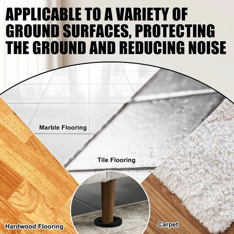 8 Piece Furniture Wheel Stopper Set With 2x2 Inch Round And 3x3 Inch Square Caster Cups Non Slip Prevents Sliding For Sofas Beds Chairs And Desks And More Fits Most Wheels Under 4 Inches shown under various floorings like marble, tile, and carpet.