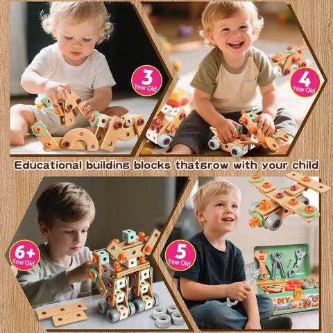 Kids Tool Set With Drill 148 Pieces Toddler Toolbox STEM Montessori Toys For 3 4 5 Year Olds Pretend Play Educational Set