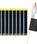 Selfie Straps 12 Inch 8 Pack Black Super Handy Stretchy Hook and Loop Cord Organizer with attached cable in close-up