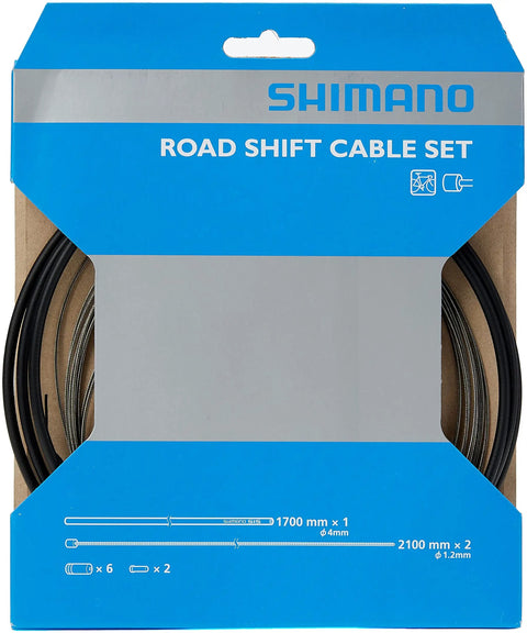 Road Shift Cable And Housing Kit With 4mm SIS SP41 Housing Includes End Caps And Ferrules Rock Solid Performance Works With Shimano Or SRAM Stainless PTFE Cables Black Finish For Smooth And Reliable Gear Shifting in original packaging.