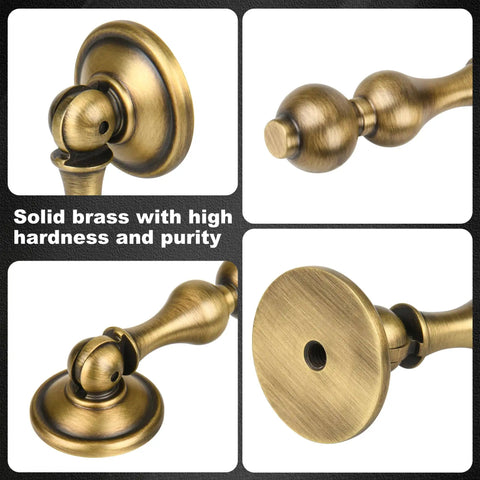 Close-up of Antique Brass Cabinet Drop Pulls 6 Pack Solid Brass Dresser Drawer Knobs With Backplates For Cabinets Wardrobes