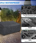 Heavy Duty Waterproof Outdoor Sofa Cover for 3 Seater Loveseat showing waterproof features and snug fit on a patio