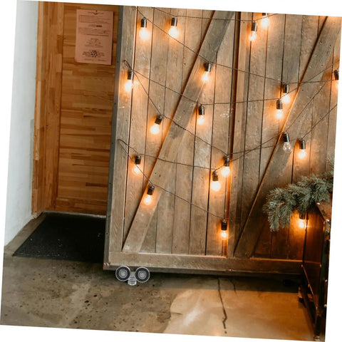 Top Shelf Stainless Steel Sliding Door Wheels Replacement Kit Featuring Dual Bearing Pulleys For Effortless Barn Door And Greenhouse Slider Upgrades That Roll Like Butter displayed on a wooden backdrop with LED lights.