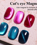 Two Color Cat Eye Magnetic Gel Polish Set 10ml Each In Deep Teal Blue And Fuchsia Rose Red HEMA Free Metallic Shimmer Manicure Kit