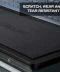 Beefy 24x48 Inch EVA Workbench Mat, Heavy Duty Surface Protector With 5mm Thick Non Slip Pad shown on a toolbox in a workshop setting