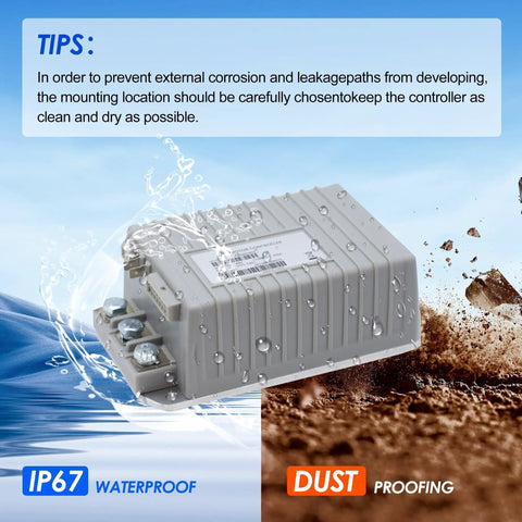 Beefy 48V 250A DC Motor Speed Controller For 2009 And Up Golf Carts And Forklifts Replacement Part 103982301 103403401 shown in waterproof demonstration