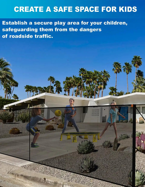 Heavy Duty Driveway Safety Net Fence Gate Mesh Portable Barrier for Backyard and Yard installed outdoors as kids play