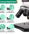 Kids And Adults Microscope Kit With 40X To 2000X Magnification showing lens options and magnification details.