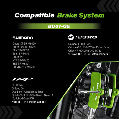 Graphene Compound Mountain Bike Disc Brake Pads For Shimano And TRP Quiet Long Lasting Braking With GraphEx Tech on wheel