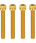 Top Tier Tc4 Titanium Alloy Flange Screws For High Performance Motor Mods And Engine Builds With Heavy Duty M4 M5 Metric Fasteners showing four golden screws.
