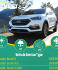 Hyundai Santa Fe SUV driving on road, suitable for 2013-2018 models; image used for Hyundai Santa Fe Wiper Blades Set Includes 26 Inch Front 14 Inch Front And 13 Inch Rear All Weather Replacement Pack Of 3 For 2013 2014 2015 2016 2017 2018 Santa Fe Sport XL OEM Quality