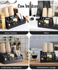 All In One Coffee Bar Organizer For Countertop Wooden Station Caddy With Tray For Pods Cups Condiments And Accessories Kitchen Or Office Counter Storage Medium Size Black Finish displayed in various settings