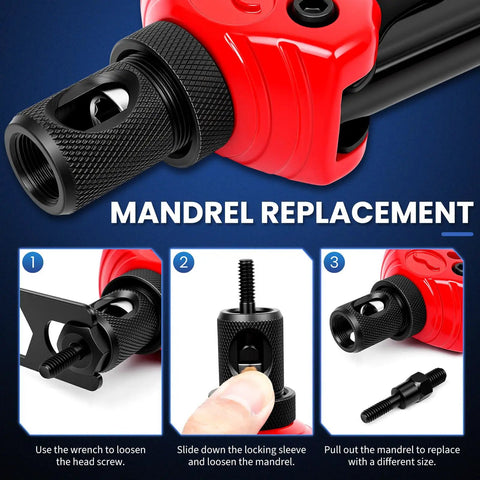 Mandrel replacement instructions for 16 Inch Pro Rivet Nut Kit With Quick Change Mandrels, Heavy Duty Rivnut Nutsert Tool