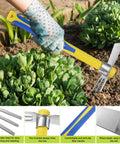 Two Piece Garden Hoe Tools Set With 15.7 Inch Stainless Steel Cultivator Tiller And Pick Mattock Hoe Fiberglass Handle in use