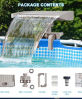 Pool Fountain Waterfall Attachment For Above Ground Pools With Frame Clamp Adjustable Width Beige Color