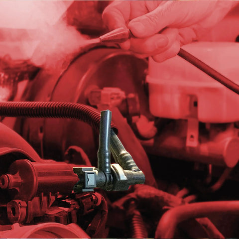 EVAP Bundle Smoke Machine Adapter Kit for visible vapor and low pressure diagnostics in use on vehicle engine