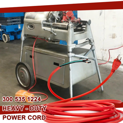 14 Feet 14 Gauge Heavy Duty Power Cord Replacement For Ridgid Pipe Threaders connected to a pipe threading machine.